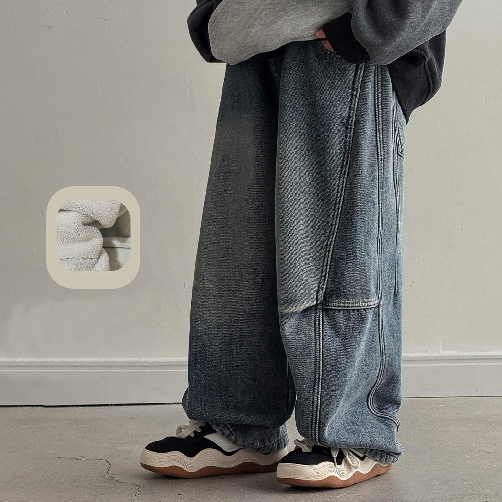 Pantalones Vaqueros con Forro Polar para niños, cálidos y Suaves, cómodos e Informales, con Aislamiento térmico Grueso, Ideales para Uso Diario en climas fríos, para Jugar al Libre y para la