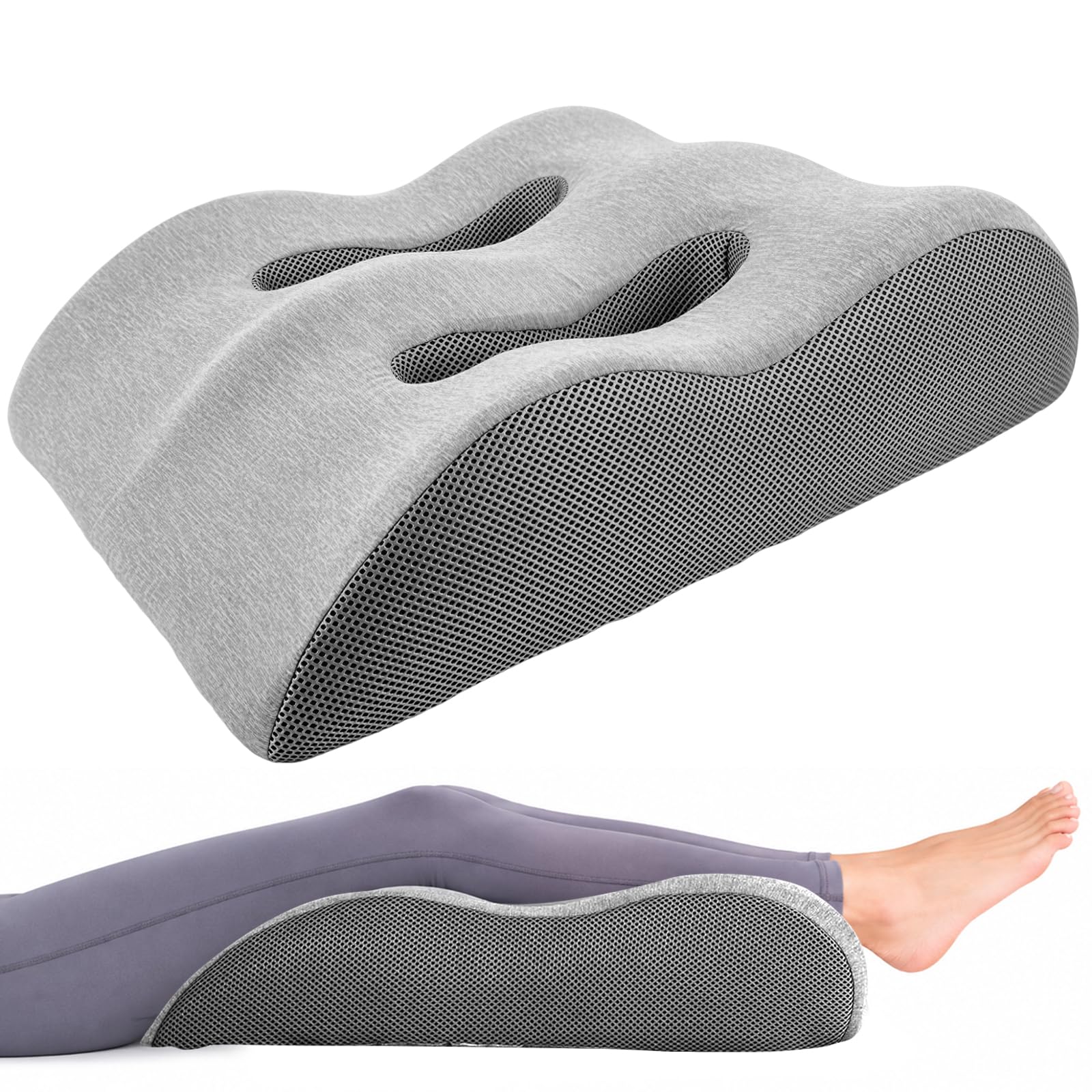 Cuscino Alza Gambe Sollevate Ergonomico per Dormire, Cuscino Gambe Circolazione Multifunzione Schienale e Seduta, Cuscino Ginocchia per Dormire, Vene Varicose, Fodera Sfoderabile Traspirante, Grigio