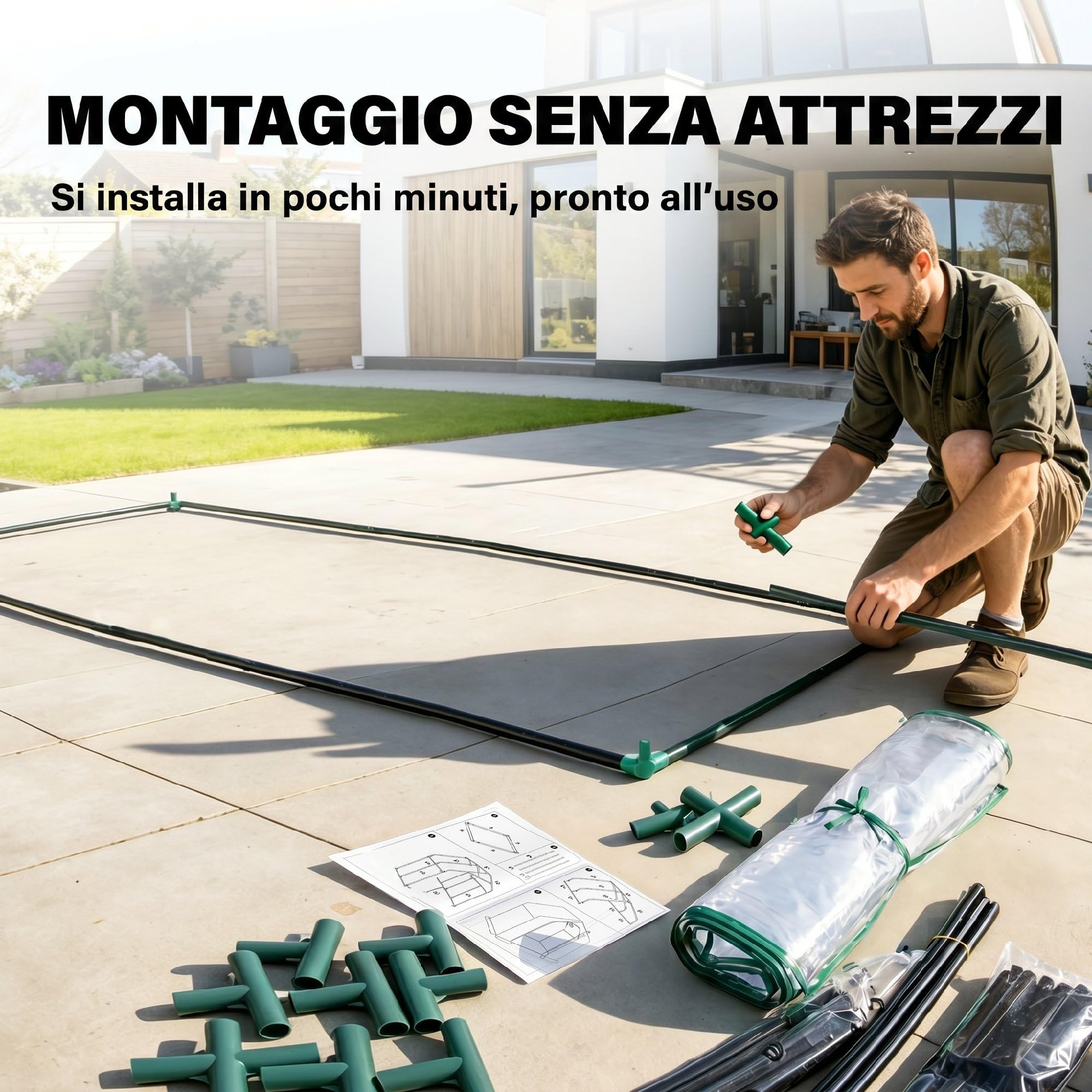 Outsunny Serra da Giardino con Ingresso a Zip e Presa d'Aria Superiore, Serra per Orto con Struttura in Acciaio, Copertura in Plastica, per Orto Verdure Fiori Piante, 182x100x152 cm, Trasparente