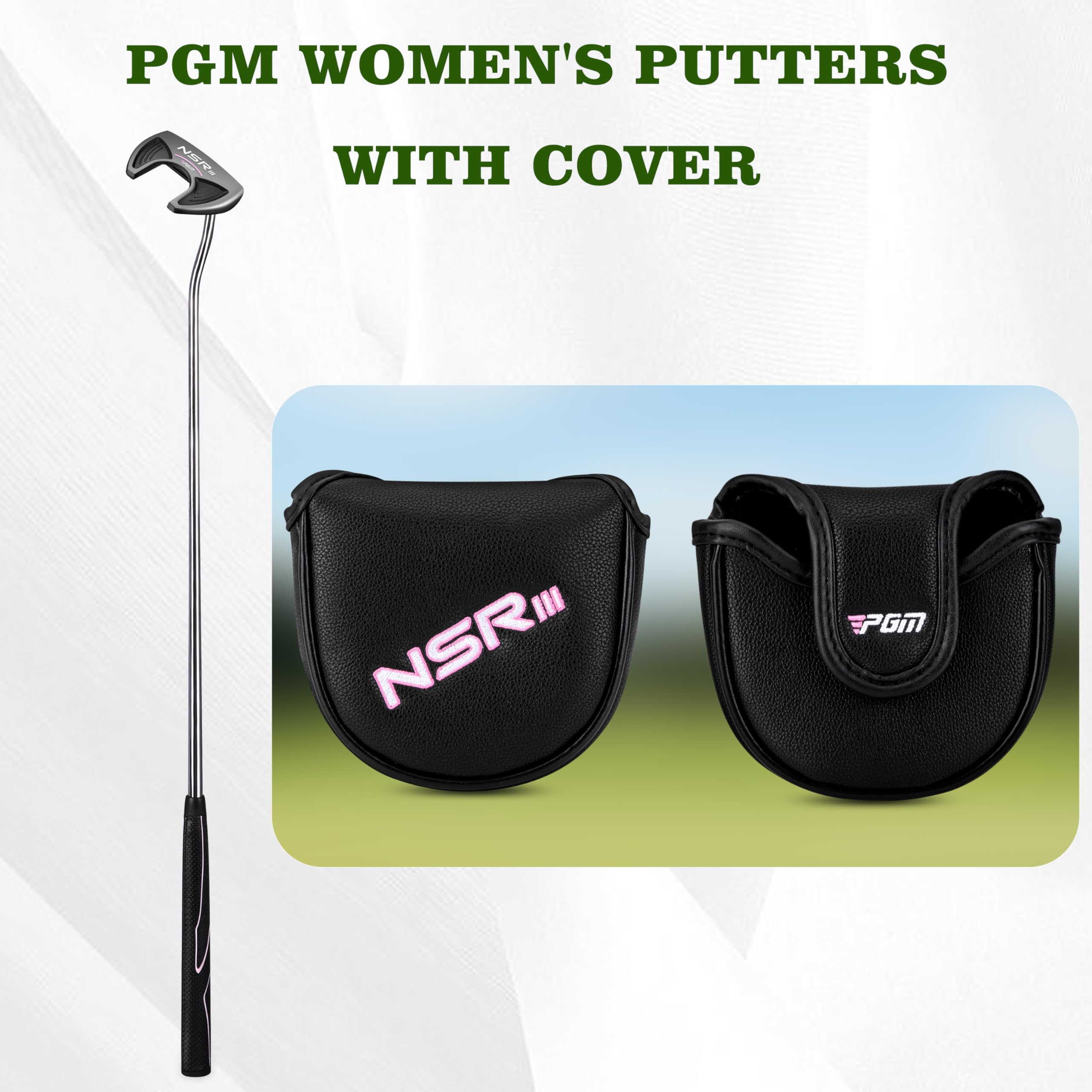 PGM 83.8 cm Golf Putter für Wonmen Rechtshänder mit Schlägerhaube, Ausrichtungshilfe High Moi Mallet Putter Golfschläger für Geradere Putts TUG041