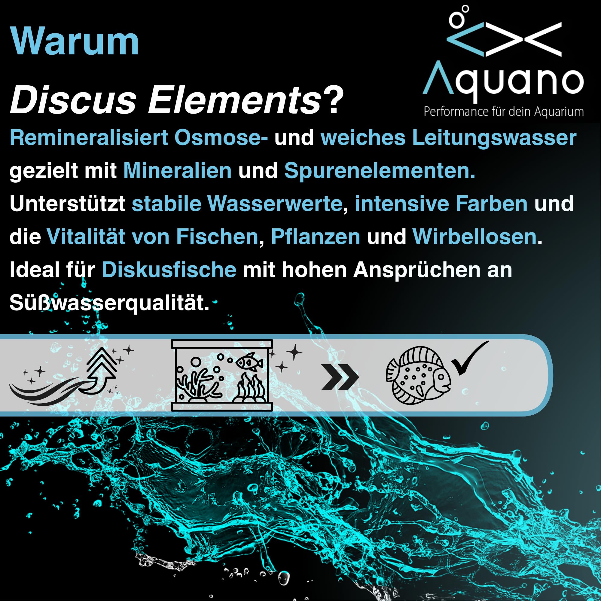 Discus Elements 1000g – Mineralien & Spurenelemente zur Aufhärtung von Osmose- & Leitungswasser | Fördert Farben, Wachstum & Immunsystem von Zierfischen | Pulverform | Made in Germany