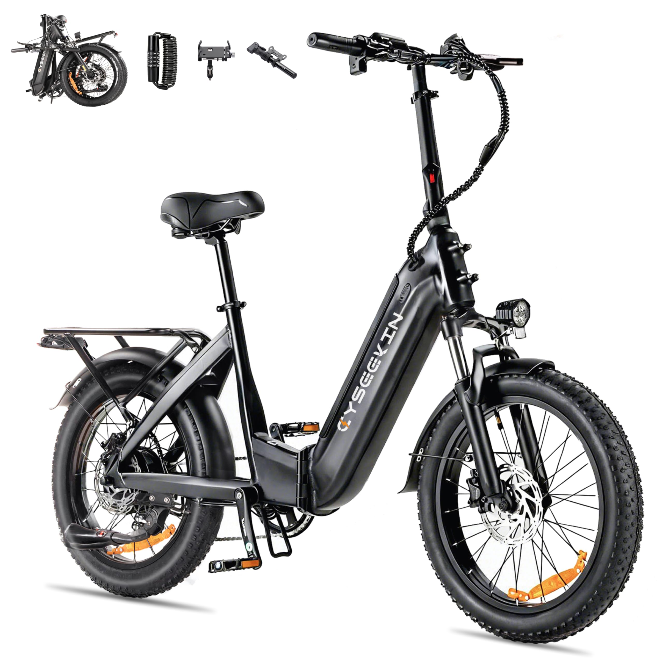 C20 E Bike 20 Zoll Fatbike für Damen Herren, Ebike Klapprad City 250W Motor 25 km/h, 48V 15,6Ah Akku, Elektrofahrrad mit Hydraulische Scheibenbremsen LCD Display Shimano 7 Gang