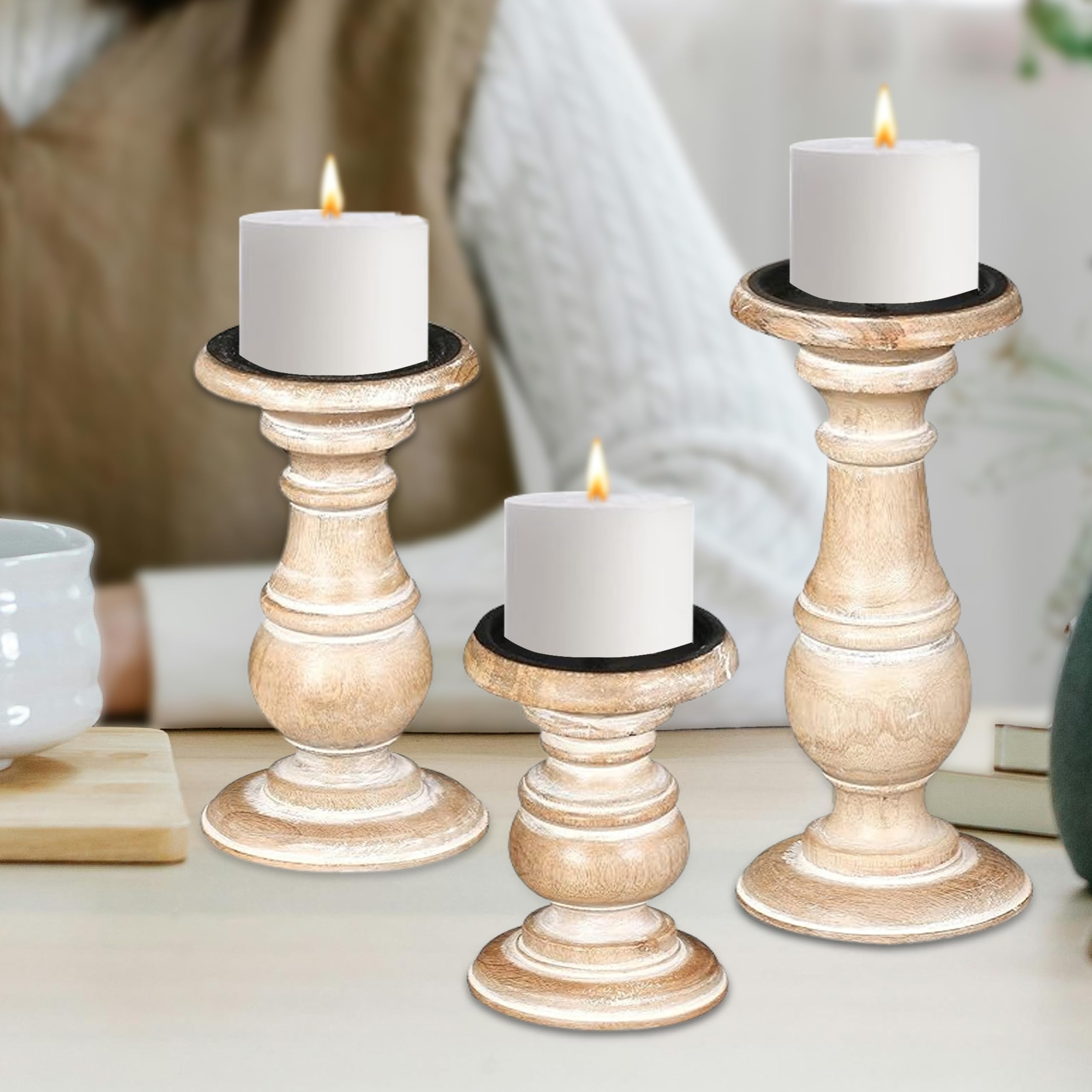 Amazon.co.jp: Wooden Town ホワイトウォッシュキャンドル