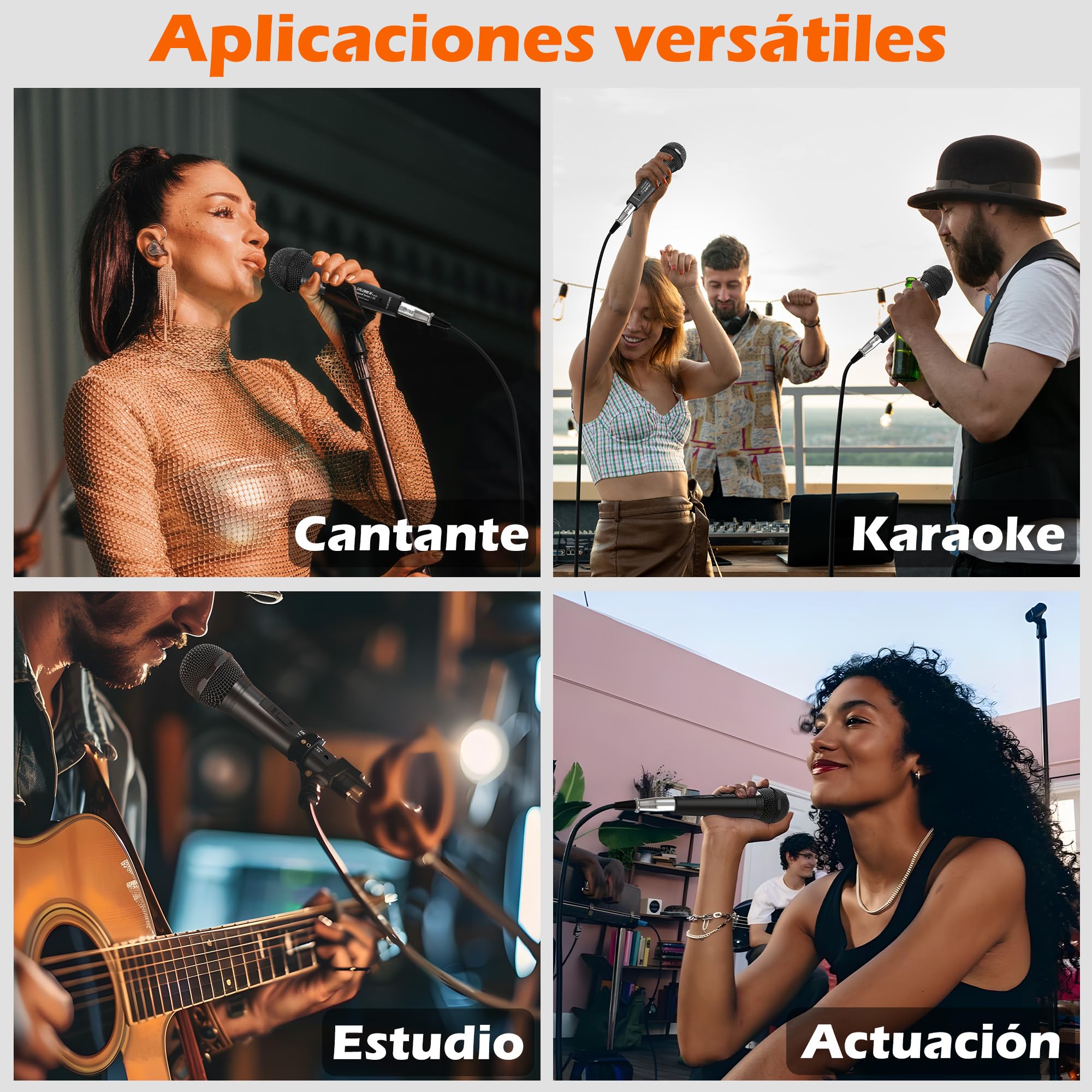 talomen Micrófono Dinámico con Cable Profesional, Vocal Cardioide de Mano, con Cables XLR de 6 m y 2 m, para Cantar, DJ, Karaoke, Altavoz PA, Amplificador y Uso en Exteriores, L52 Negro