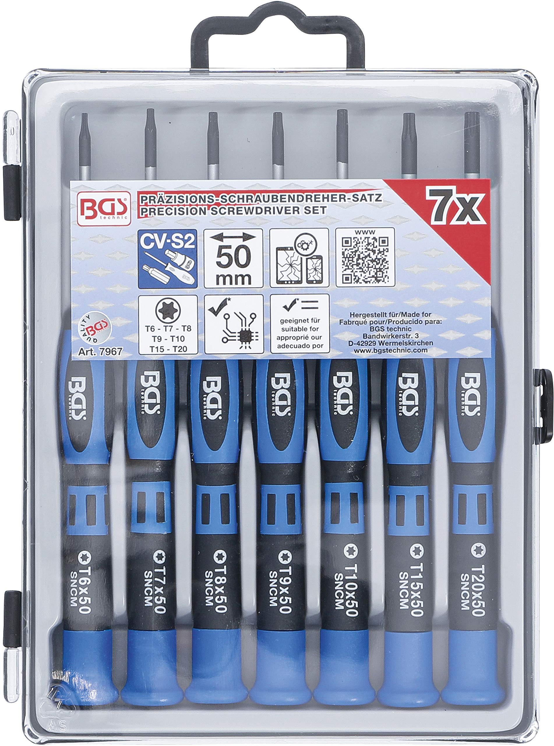 BGS 7967 | Juego de destornilladores de precisión | perfil en T (para Torx) | 7 piezas