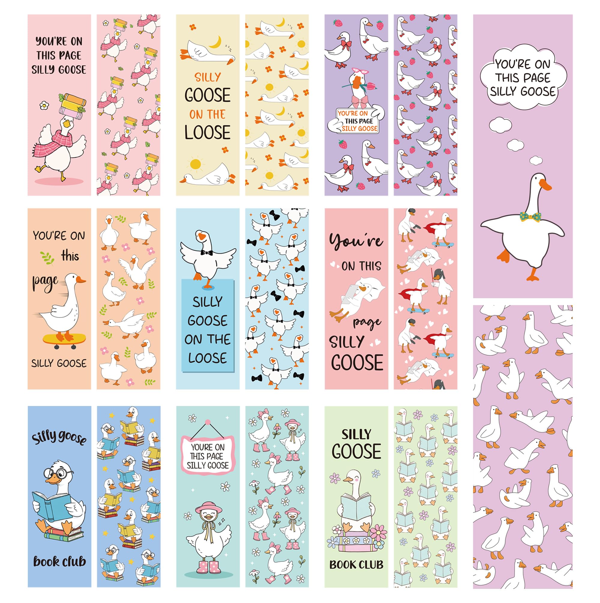 Cute Goose Bookmarks for Readers 100 Pcs Funny Reading Bookmarks with Quotes Youre on This Page Silly Goose