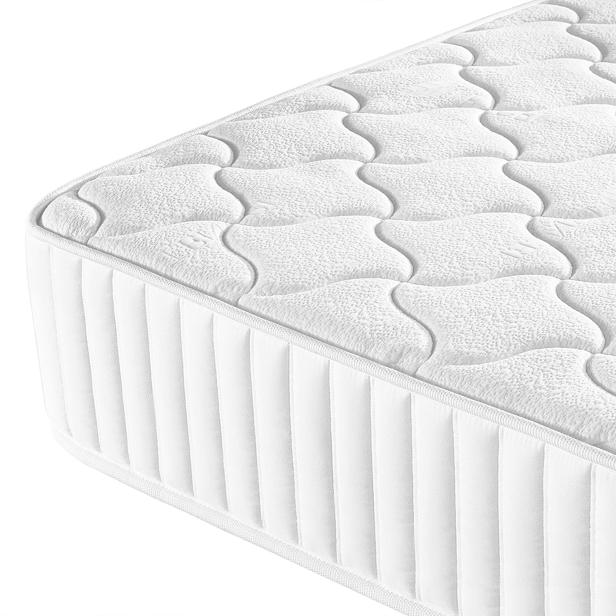Yaheetech Double Mattress 4FT6 Memory Foam & Spring Mattress, Breathable Mattress Medium Firm with Soft Fabric Fire Resistant Barrier Skin-friendly Durable for Double Bed 135x190x22cm,White