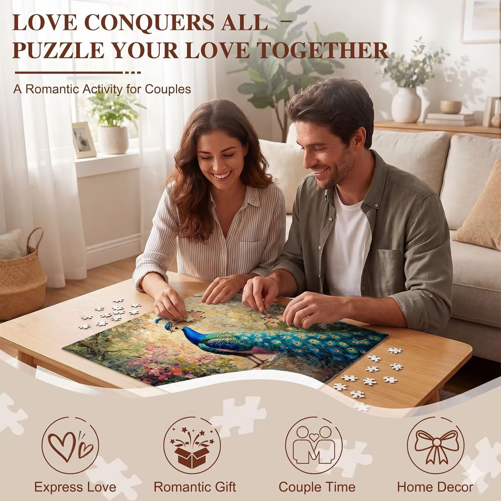 Puzzle 3000 Pezzi Classici, Puzzle Pavone giardino 122 x 81 cm, Gioco Educativo e Antistress in Legno con Poster Incluso, Ttività DIY per Famiglia, Regalo per Appassionati, Decor Parete Casa, f0-587
