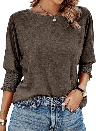 Dokotoo Women's Tops 3/4 Sleeve T-Shirts Business Basic Tees 2026 Blouses