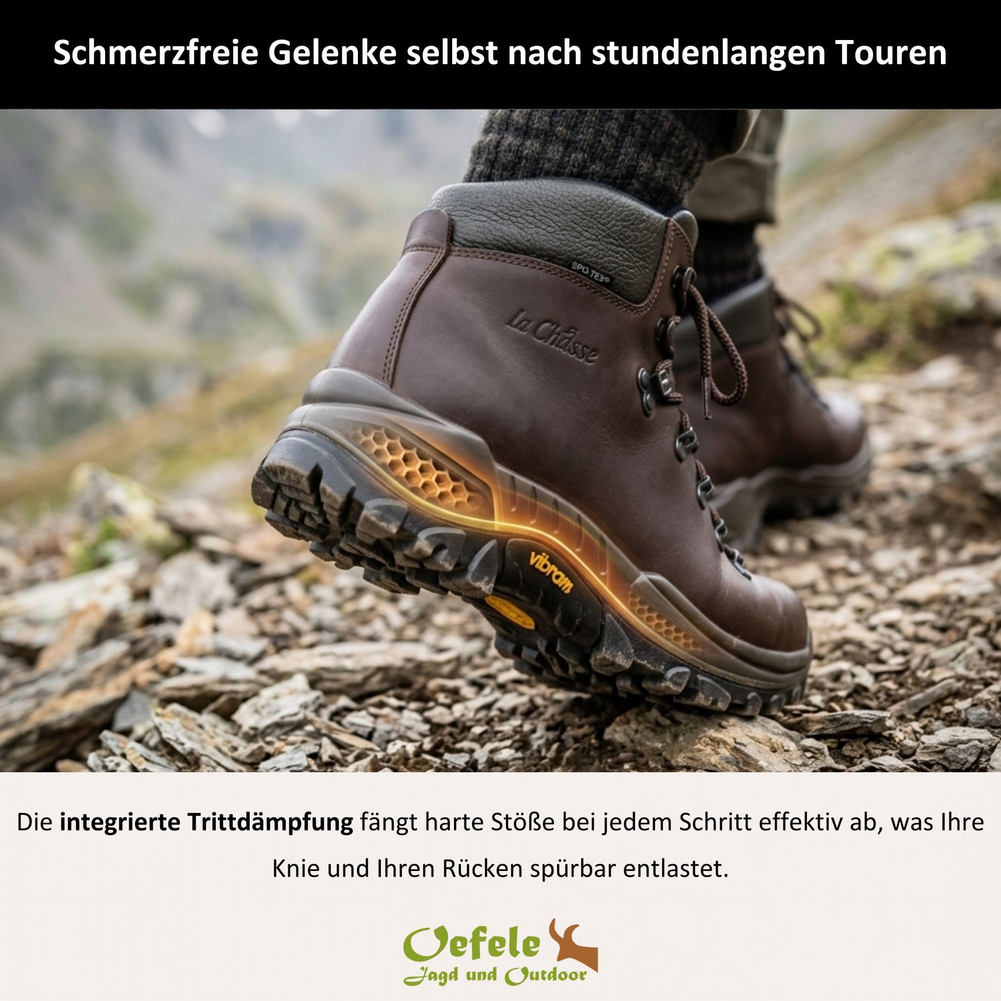 La Chasse® strapazierfähiger Trekkingstiefel Arosa Jagdstiefel Herren aus Rindsleder wasserdicht & atmungsaktiv Berg- & Wanderschuh mit Spotex®-Membrane von Oefele Jagd & Outdoor