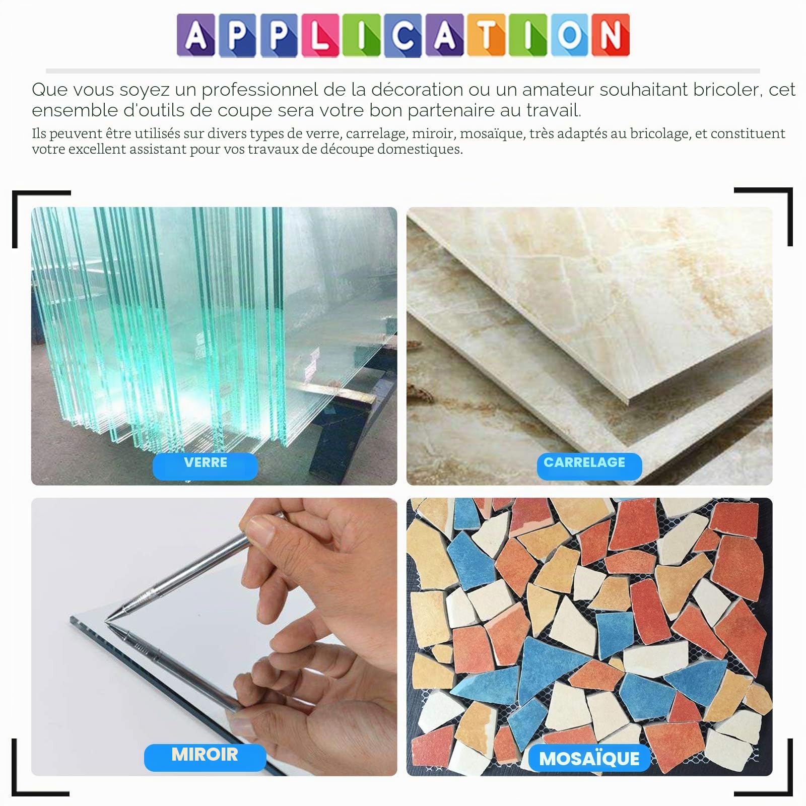 Glarks Ensemble de 4 pinces robustes pour verre courant - Pinces à briser et à tailler, pince coupe-verre et pointe en carbure alimentée à l'huile pour mosaïque et carreaux