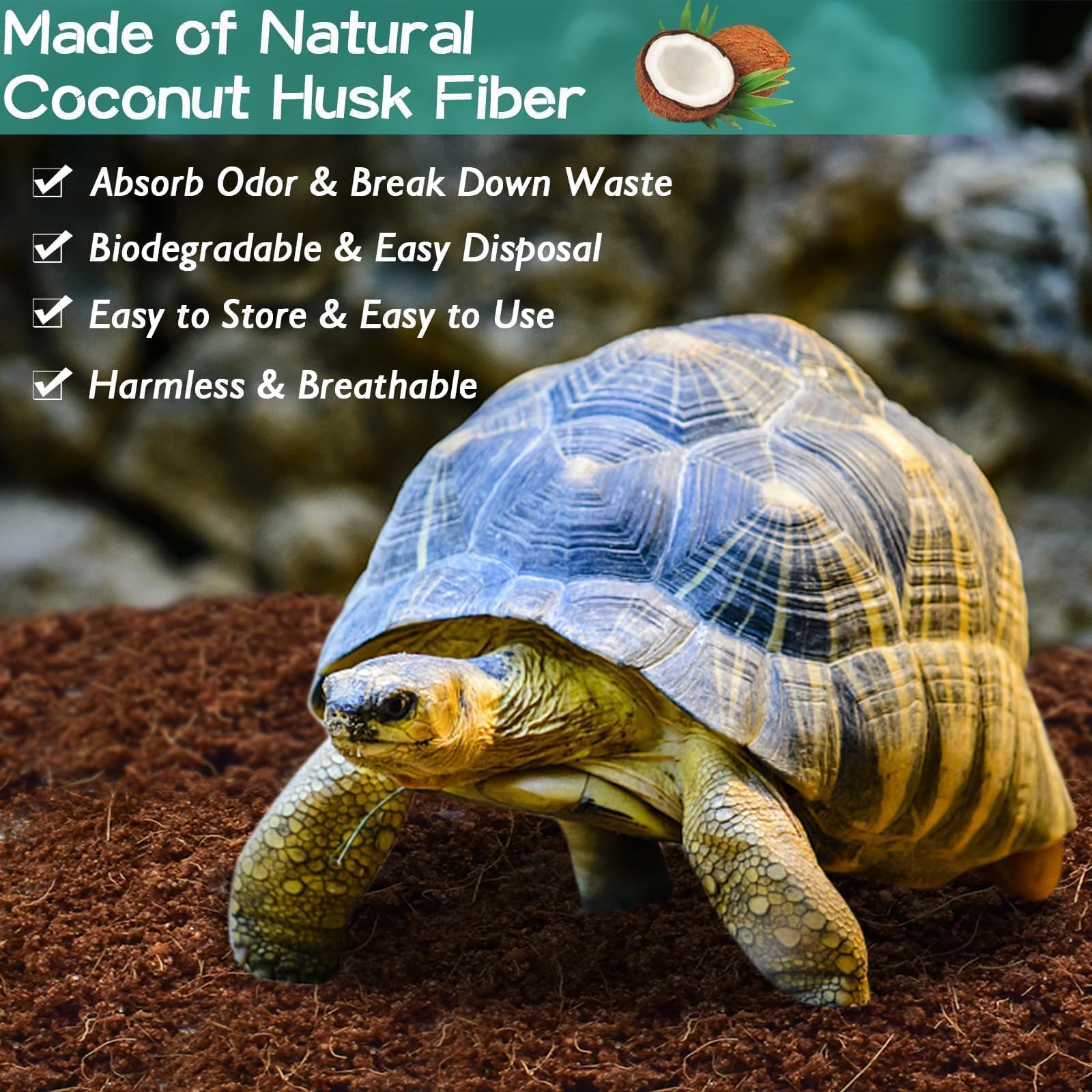 Halatool Paquete de 2 sustratos de fibra de coco comprimidos para reptiles, sustrato de cáscara de coco natural de primera calidad, ropa de cama para tortugas, barba, dragón, leopardo, geco,