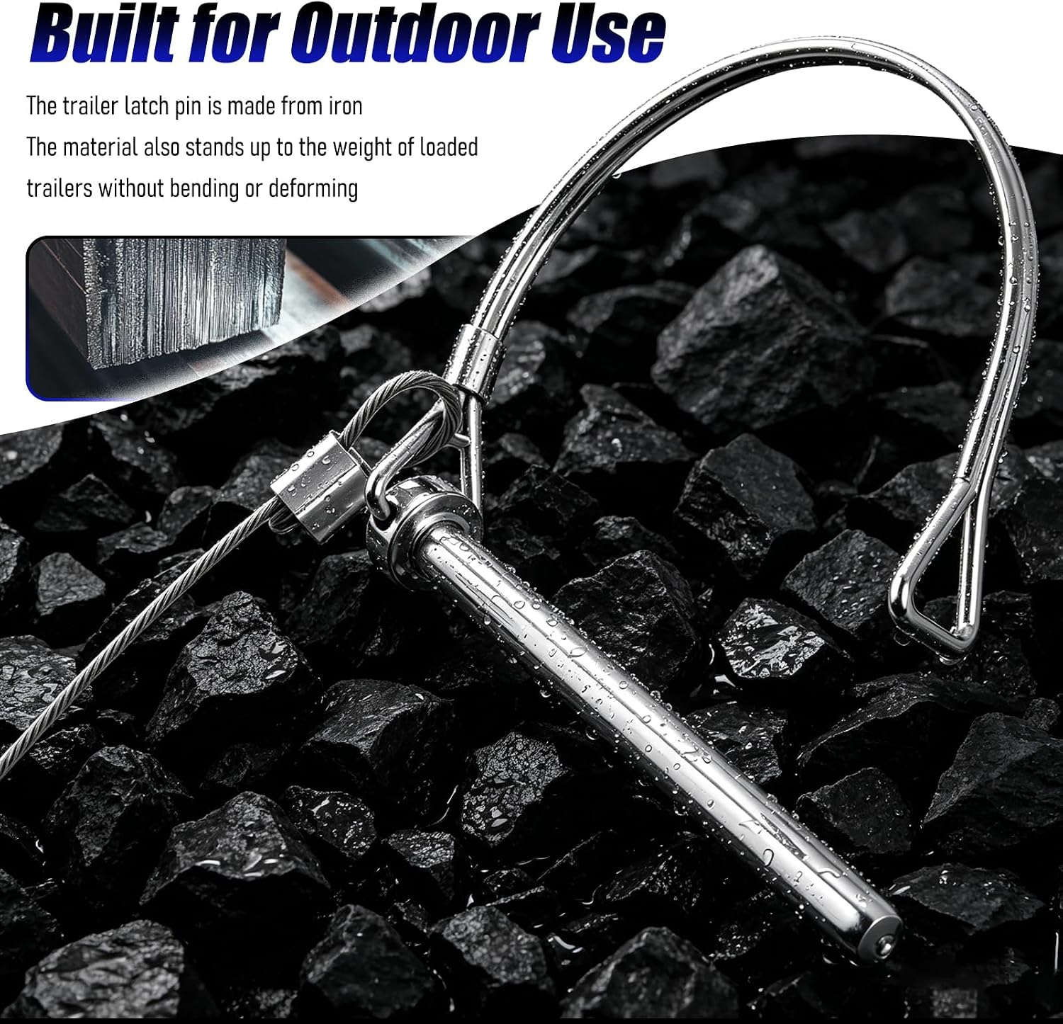2PCS Trailer Hitch Pin with Anti-Lost Ring Rope,1/4" x 3.2" Trailer Coupler Pin for Secure Locking,Upgraded D-Shaped Trailers Pins Trailers Accessories for Boats/Locking Application