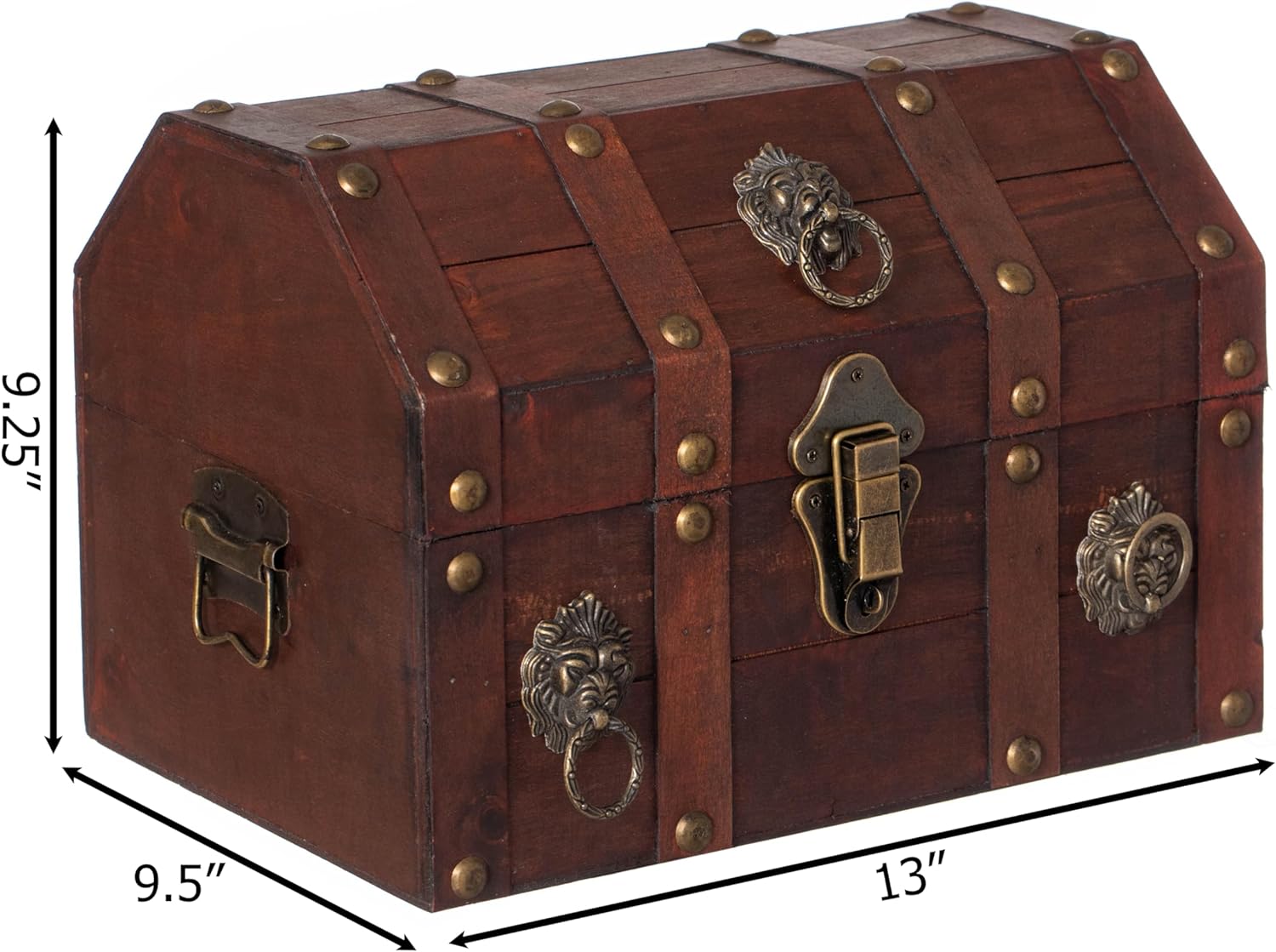 Handmade Pirate Treasure Chest with Latch - Vintage Wooden Storage Trunk and Treasure Box with Hinged Lid - Antique Decorative Storage Box for Pirate-Themed Birthday Party and Keepsakes