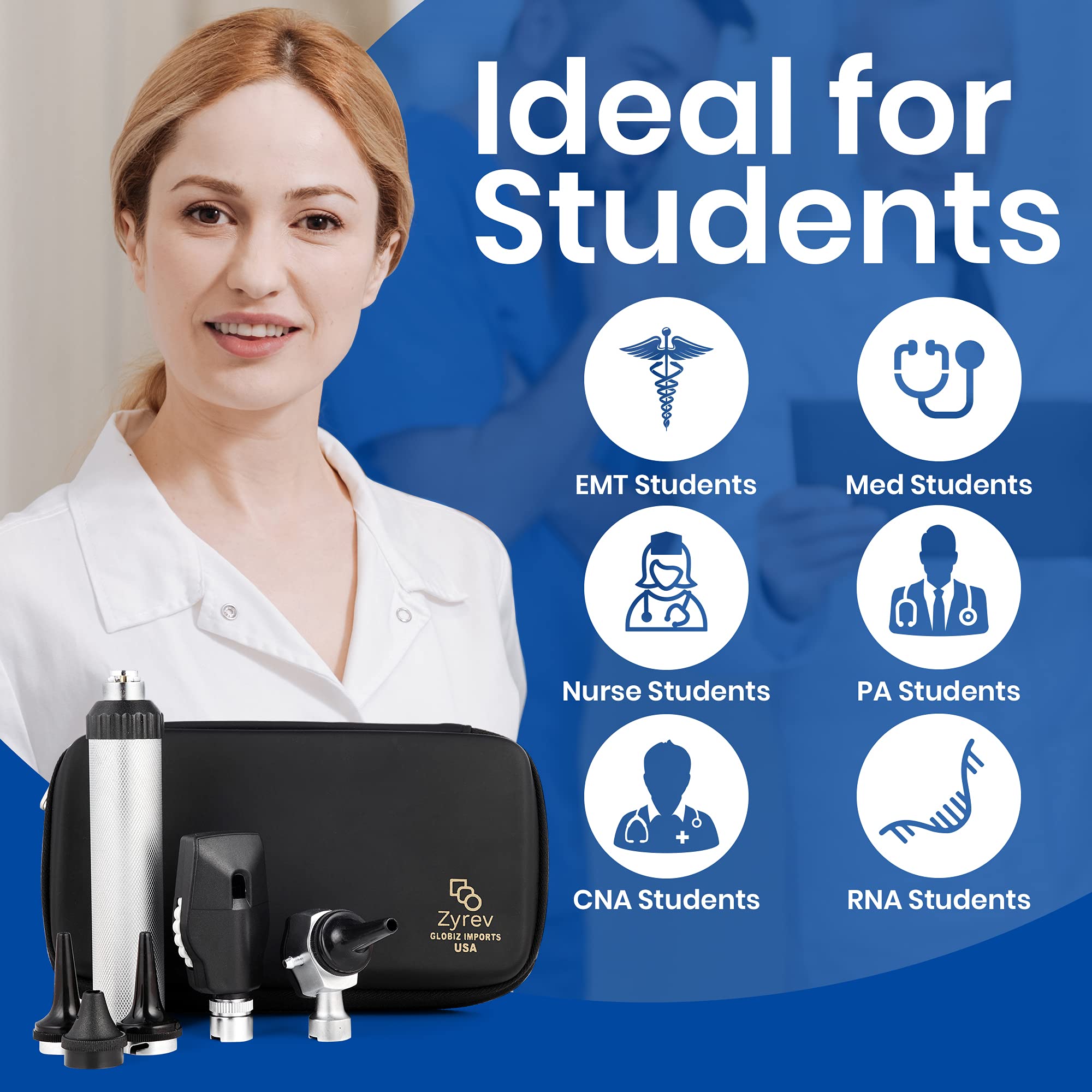 Zyrev Otoscope & Ophthalmoscope Set - Ear & Eye Exam -3