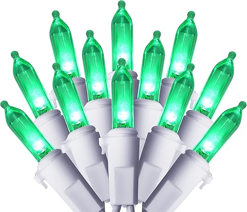 Holiday Essence Juego de 200 luces LED verdes del día de San Patricio, 53.8 pies, alambre blanco para decoración interior y exterior, para árbol de