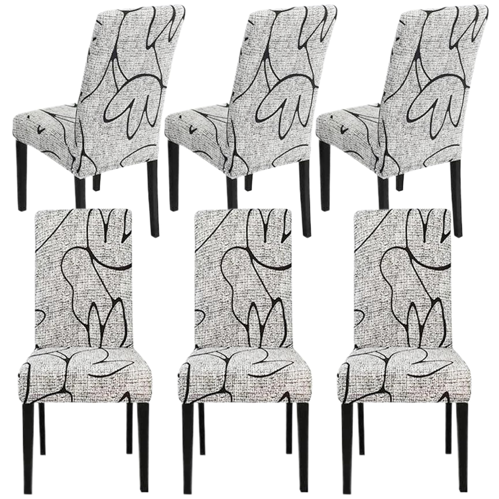 Housse de chaise sans glissement amovible pour chaises abîmées 6pcs