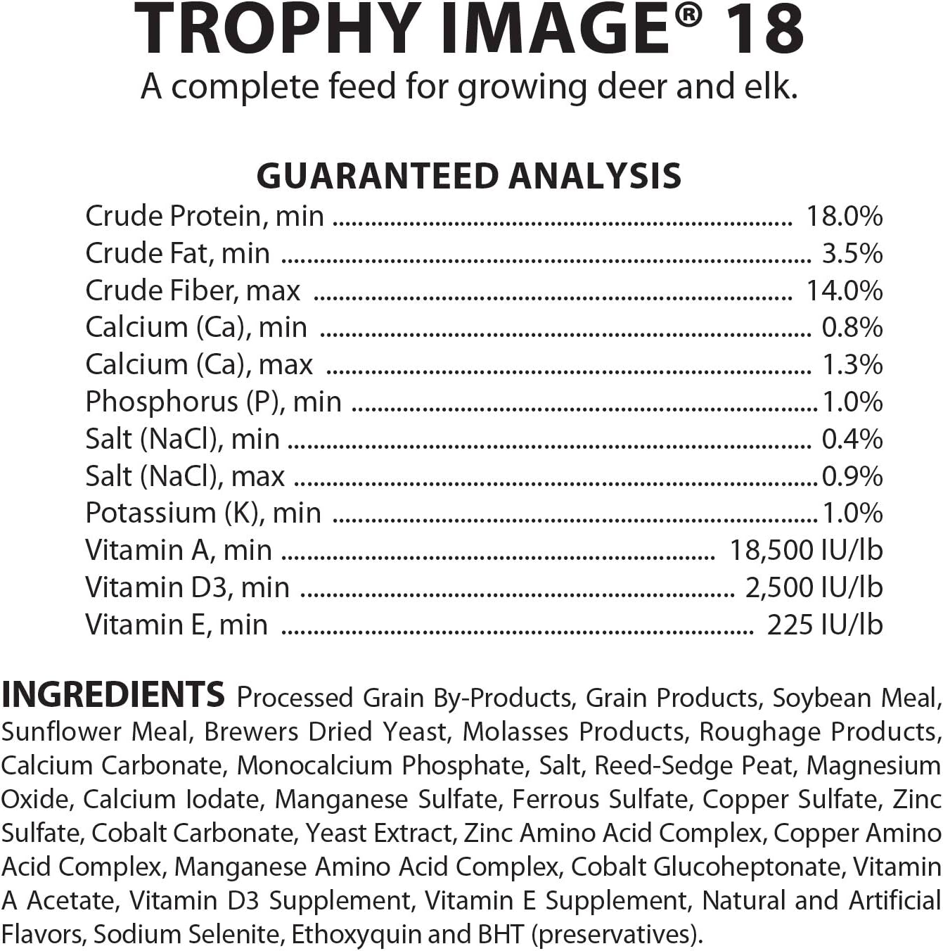 Deer & Elk Attractant Feed 18% Protein - Contains High Protein and Vitamins - 50 lb Bag