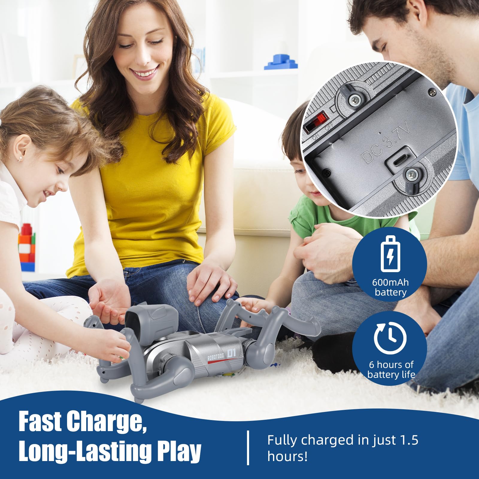 MENAYODA Roboter Hund RC für Kinder, Roboters Hund Ferngesteuerter Spielzeug für Kinder 3+ Jahren, APP-Steuerung, Roboter Hund Spielzeug Kann Programmieren, Tanzen, Musik und Interagieren