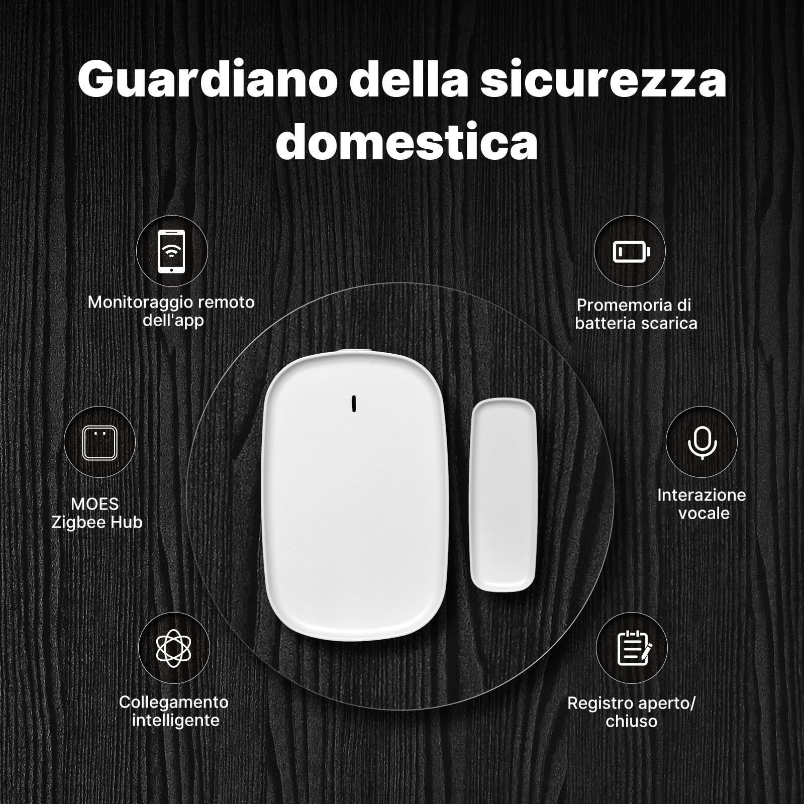 MOES Sensore intelligente per porte e finestre, richiede passerella ZigBee Tuya, rilevatore wireless per sistema di allarme e casa, compatibile con Smart Life/MOES/Tuya, 1 pezzo