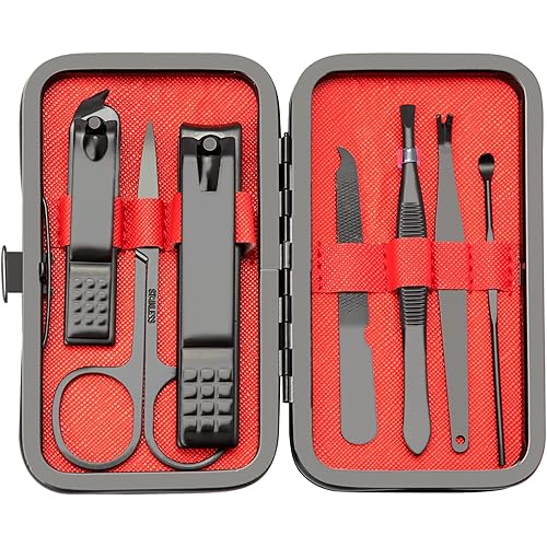 Manicure Set 7 In 1 Stainless Steel Nail Kit Gifts for Men Easter Basket Stuffers Manicure Kit Nail Clippers for Men Gift Under 5 Dollars Nails Tools with Travel Case Mens