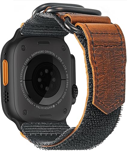 Compatible con Apple Watch Band 1.496 in 1.575 in 1.614 in 1.654 in 1.732 in 1.772 in 1.929 in 1.811 in, correa resistente de nailon de cuero de
