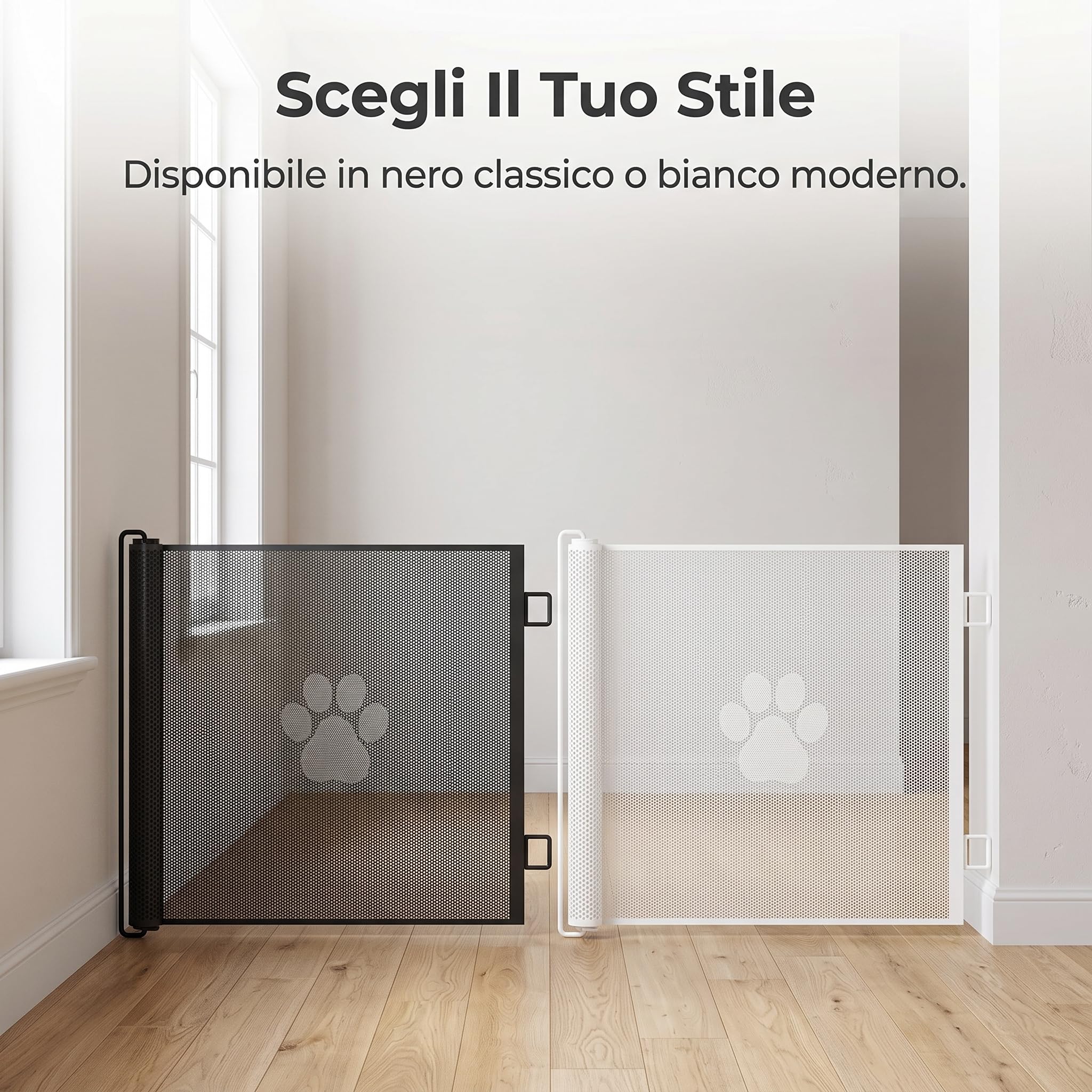 Schutzgitter für Hunde und Katzen - 110-130 cm - Ausziehbares Absperrgitter ohne Bohren - katzengitter tür, Schwarz, 110 * 78cm