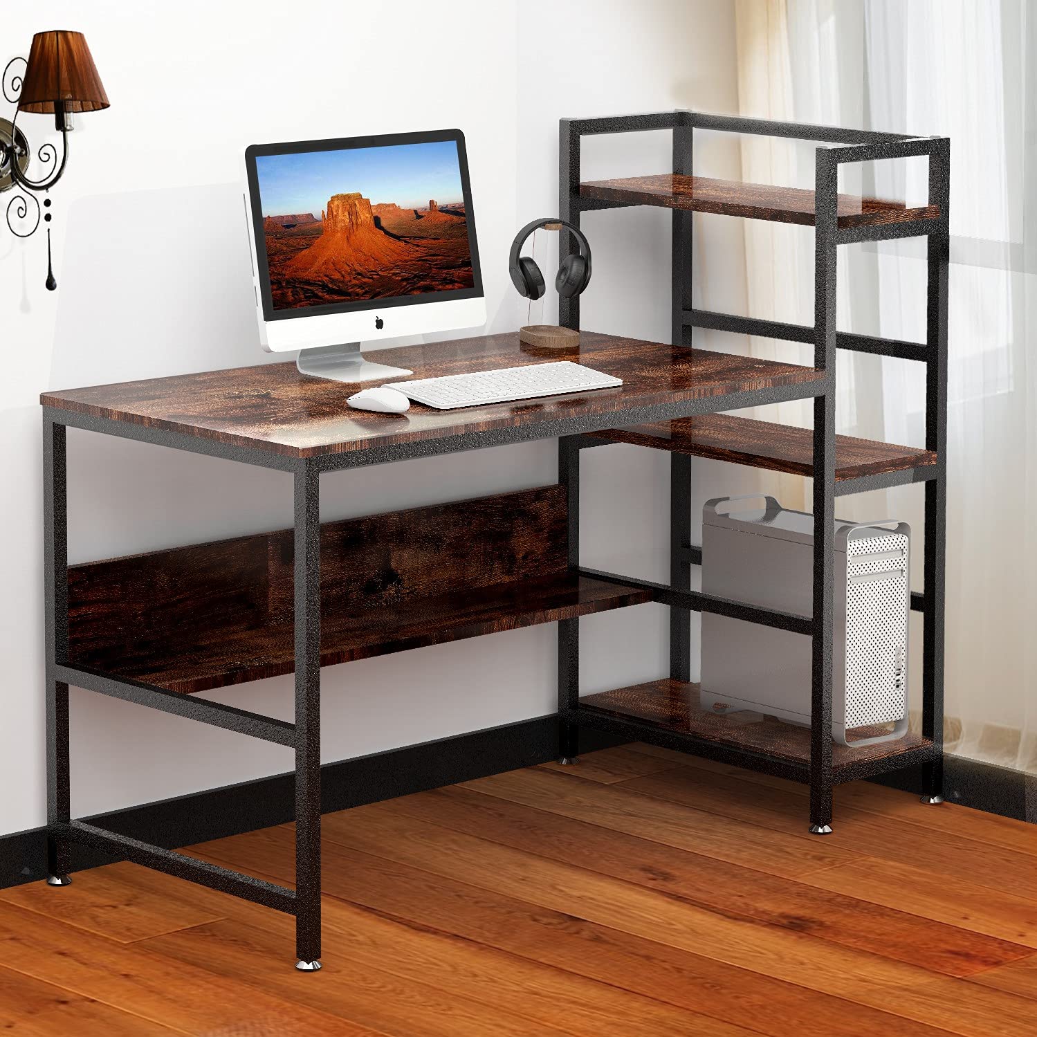 Buy GIKPAL Computer Desk with Shelves 55 inch Industrial Home Office