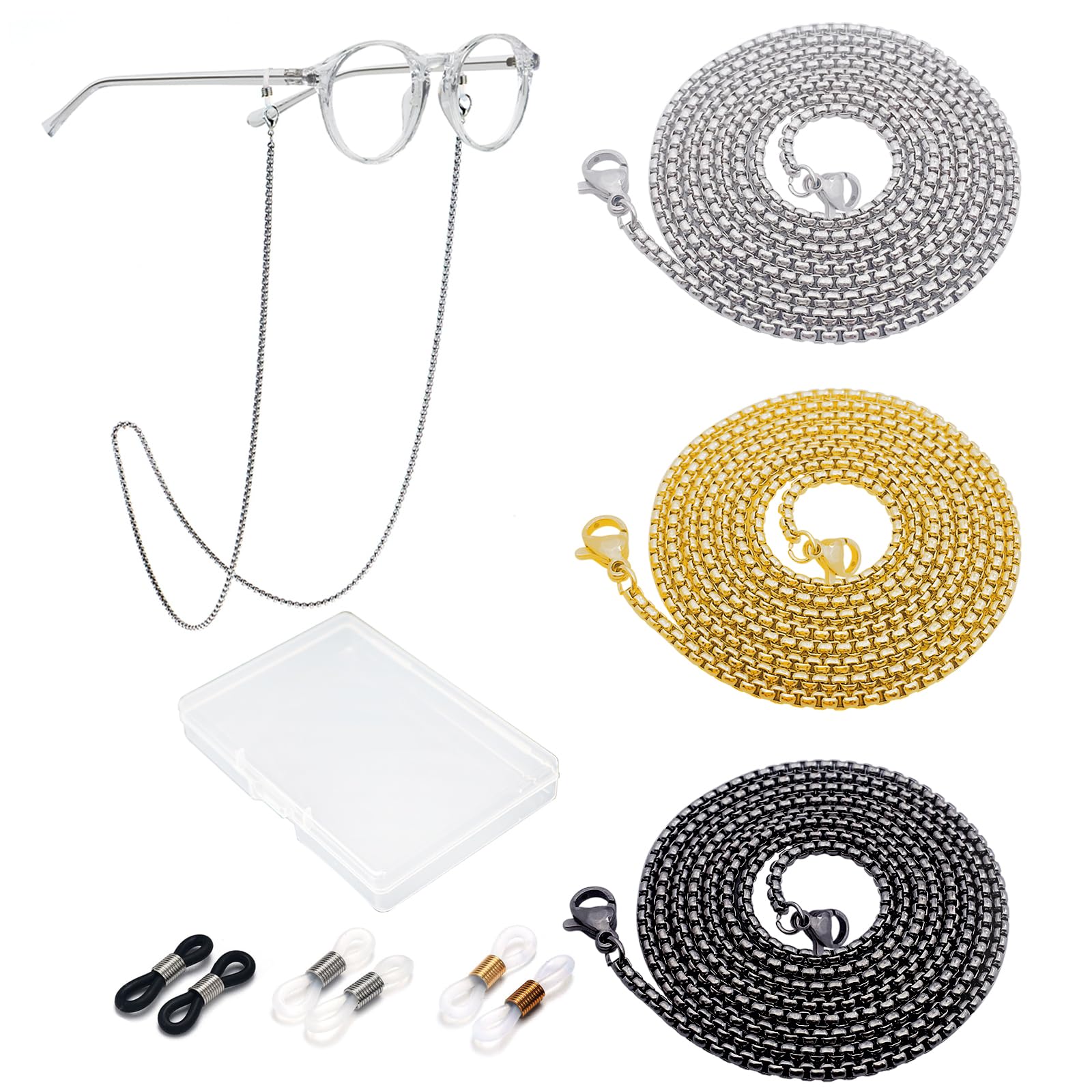 LapanjuorEyeglass Chain for Women Stylish,Stainless Steel Glasses Strap for Men Women,Eye Glasses Holders Around Neck