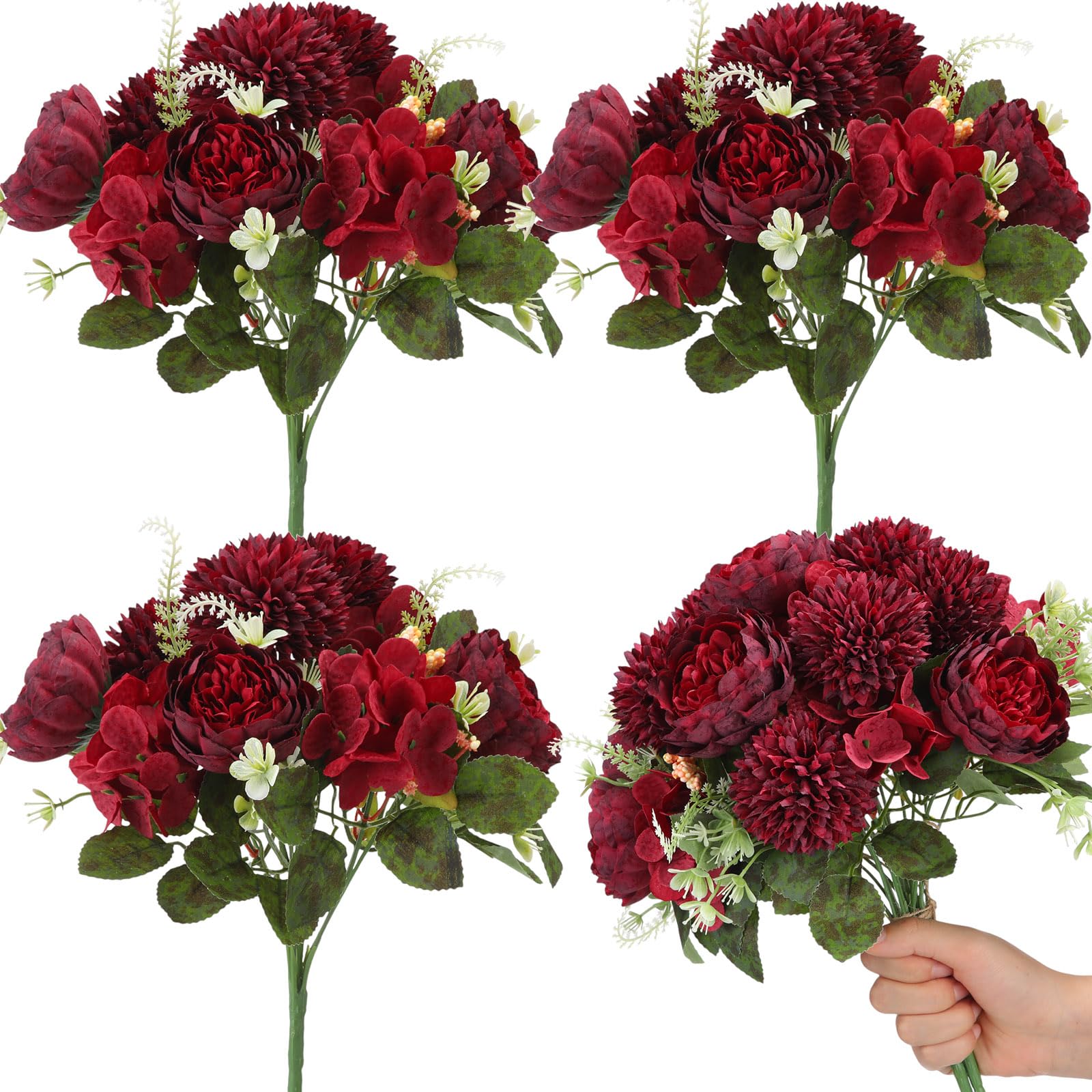 Amazon.com: Tigeen 36 Heads Artificial Christmas Flowers Silk Peonies ...