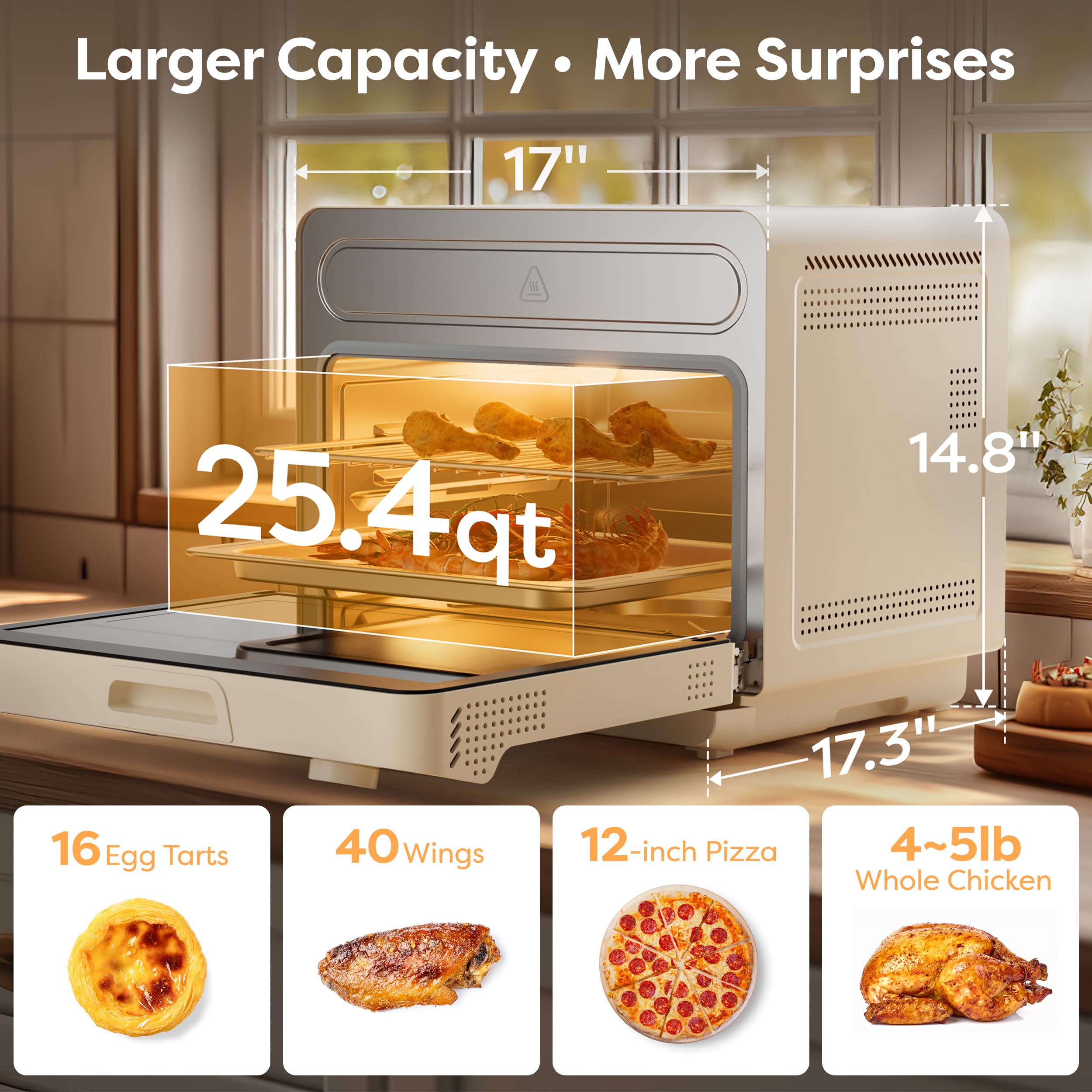 CIARRA 12-in-1 Countertop Steam Oven with Air Fryer, 25.4QT Nosh Oven Pro | Convection Toaster Oven with Rapid Steam & Steam Bake | Air Fry, Dehydrate, Ferment, Self-Clean & Delay Start