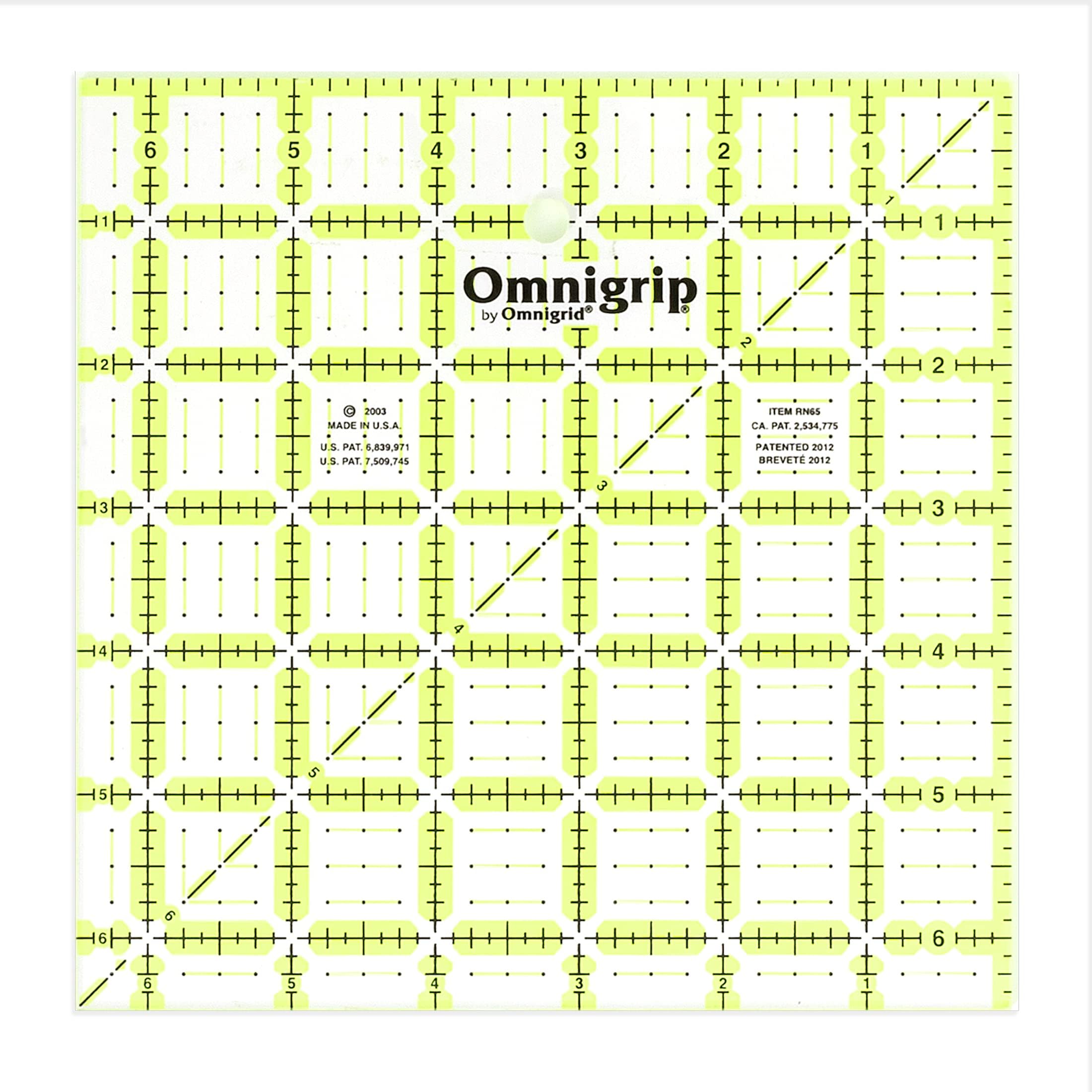 Omnigrip 6-1/2" x 6-1/2" Non-Slip Square Quilting Ruler by Omnigrid