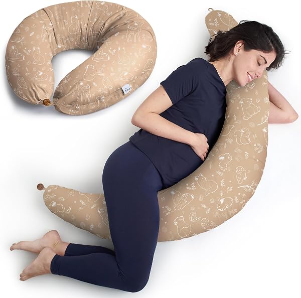 Niimo Coussin de Grossesse et d'allaitement XXL - Housse de Coussin Maternité 100% Coton, Distingué par Deux Prix en 2022, Lavable, Coussin d'allaitement - 1