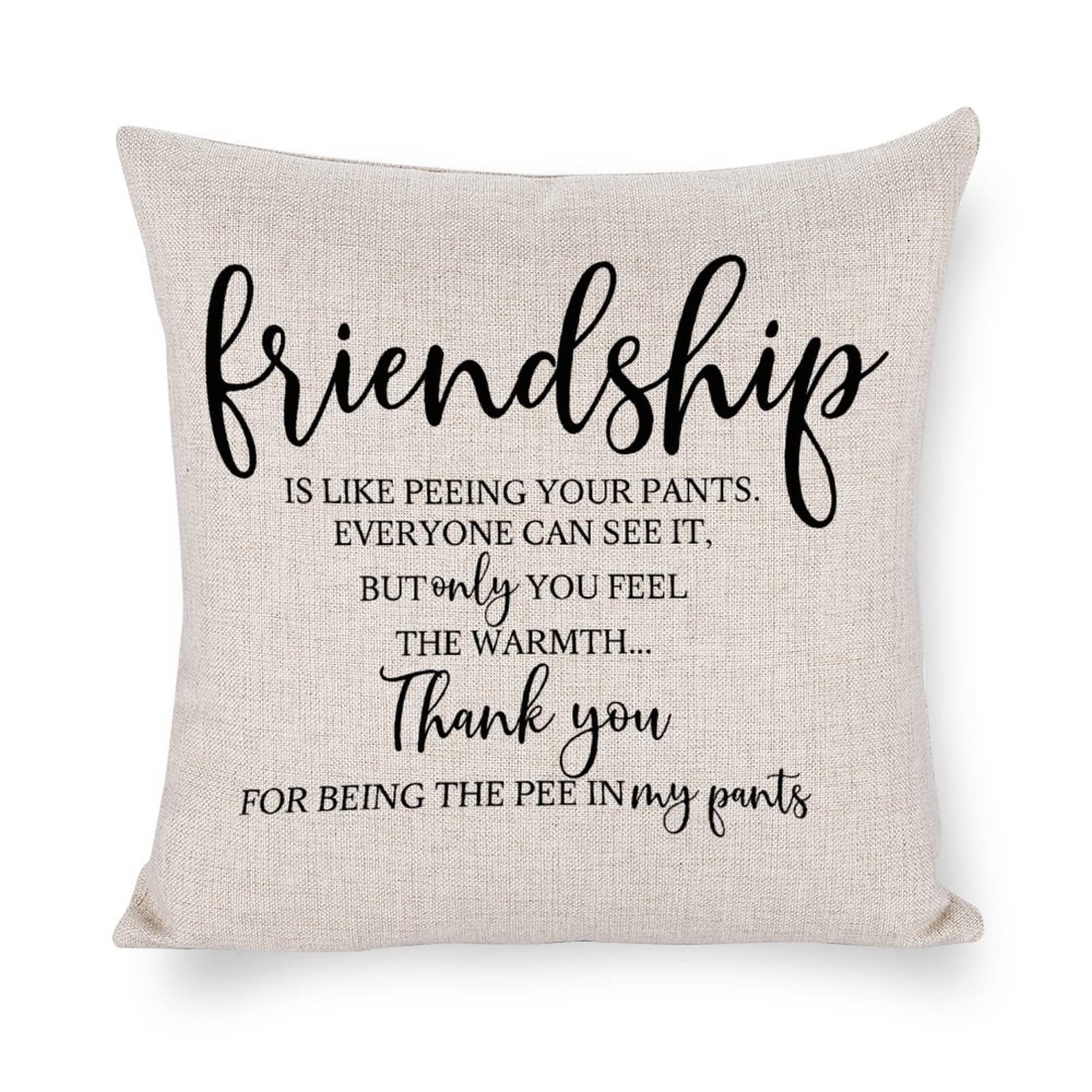 Friendship Is Like Peeing Your Pants.everyone Can See It,but Only You Feel The Warmth...thank You for Being The Pee in My Pants Pillowcase Cushion Pillow Cover Custom Zippered Square Pillowcase Pillow