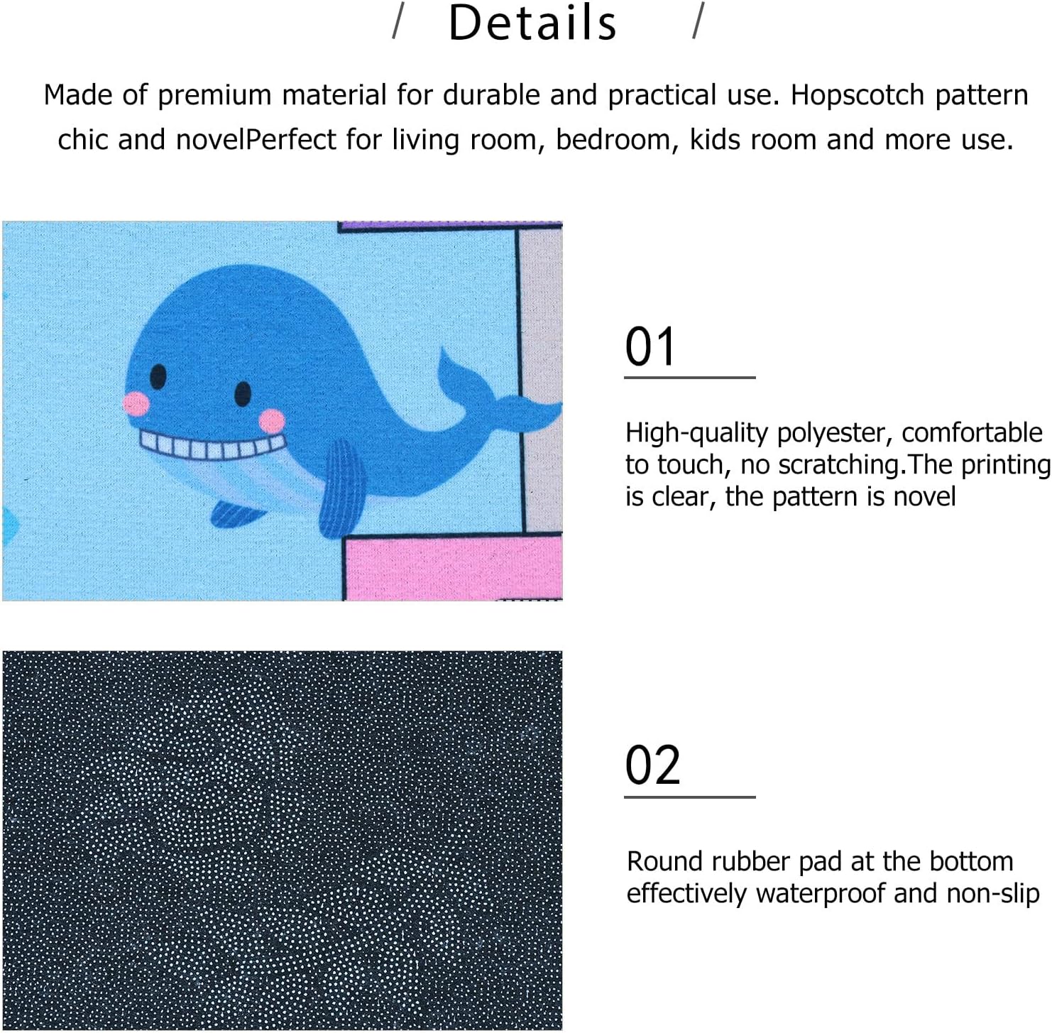 Anti-Skid Soft Crystal Plush Floor Mat for Bedroom Nursery Playroom Decorative Padded Rug for Boys and Safe Non-Slip Carpet