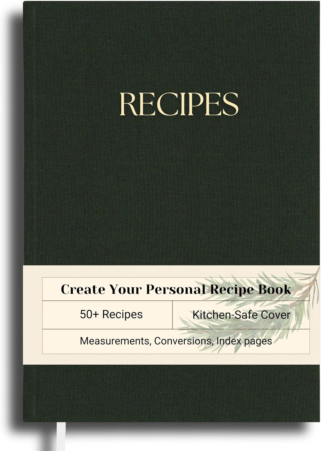 Paperell Blank Recipe Book: Water-Resistant Fabric Hardcover Journal, 8.5x6" for 53 Recipes, Chef Gift Notebook