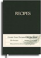 Paperell Blank Recipe Book: Water-Resistant Fabric Hardcover Journal, 8.5x6" for 53 Recipes, Chef Gift Notebook