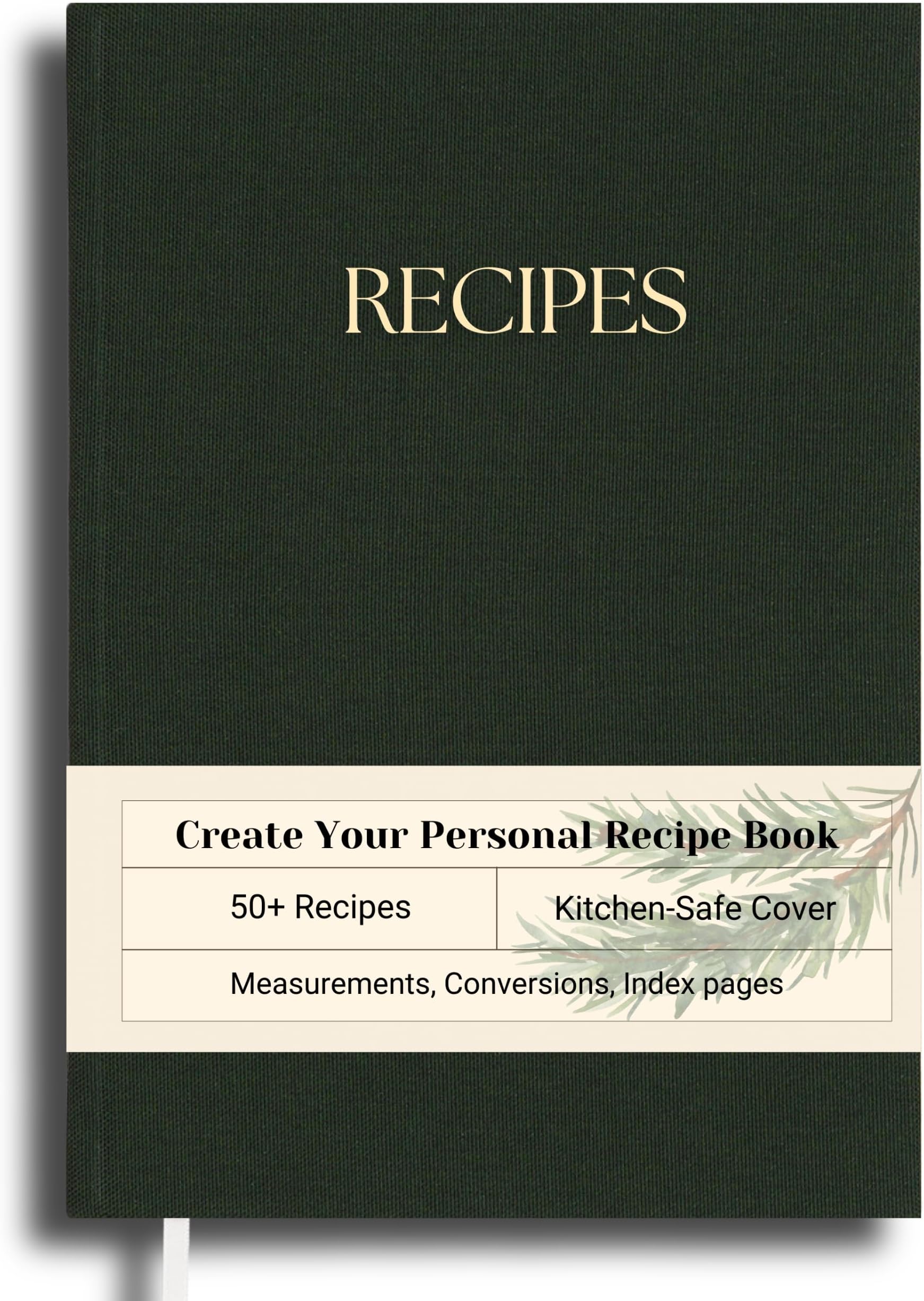 Blank Recipe Journal Notebook, 8.5 X 6 Inches Recipe Book with Premium Water-Resistant Fabric Hard-Cover. Personalized Cooking Journal for Your Own Family Recipes, Cookbook or Gift for the Chef.