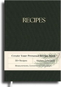 Recipe Book to Write in Your Own Recipes, Blank Recipe Book with Premium Water-Resistant Fabric Hard-Cover, 8.5 x 6 Inches Recipe Journal Notebook Gift for Chef - Blank Cookbook for Personal or Family Recipes or Keepsake Gift.