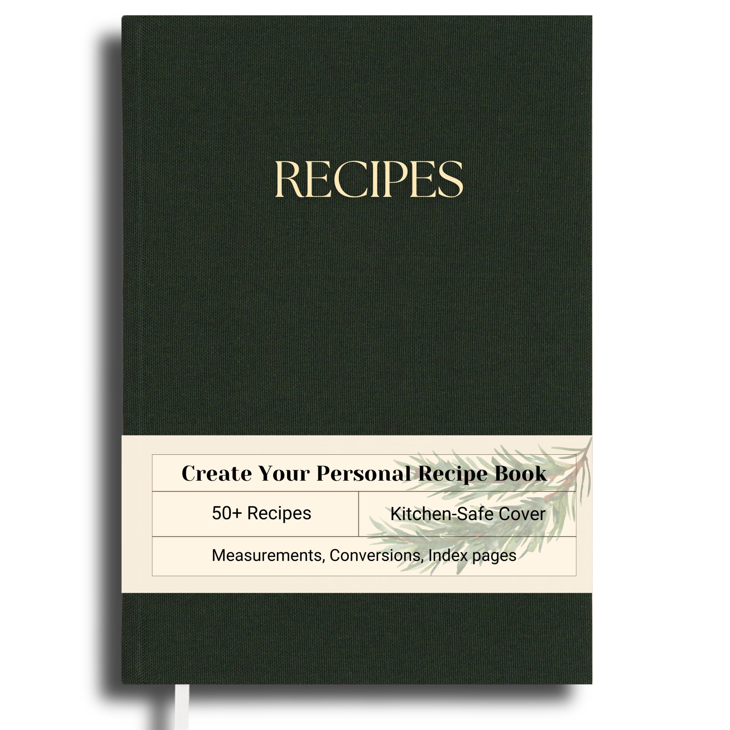 Recipe Book to Write in Your Own Recipes, Blank Recipe Book with Premium Water-Resistant Fabric Hard-Cover, 8.5 x 6 Inches Recipe Journal Notebook – Gift for Chef - Blank Cookbook for Personal or Family Recipes or Keepsake Gift.
