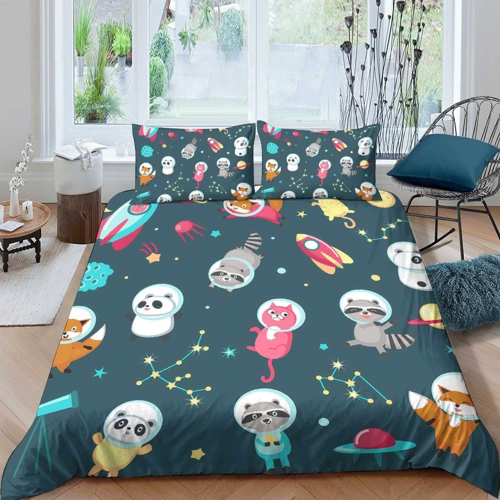 Ctjqhvkz Style-5 3D Printed Cartoon Sloth Fitted Sheet Microfiber Soft Breathable Space Animal Bed Cover For Bedroom Dorm Decor Single（135X200cm）