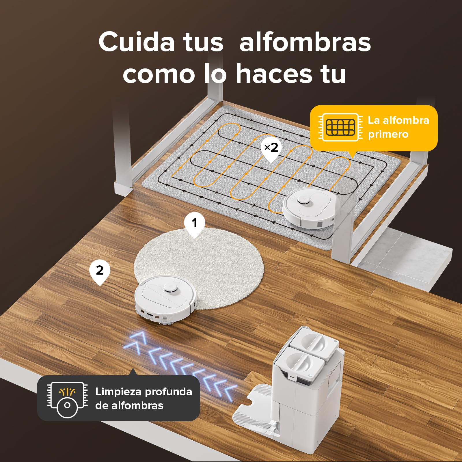 roborock Qrevo S Set Aspiradora Robot, HyperForce® 7000Pa, Autovaciado de Polvo, Base multifunción, Control Inteligente, PreciSense® LiDAR, además 2 Paños de Limpieza, Blanco