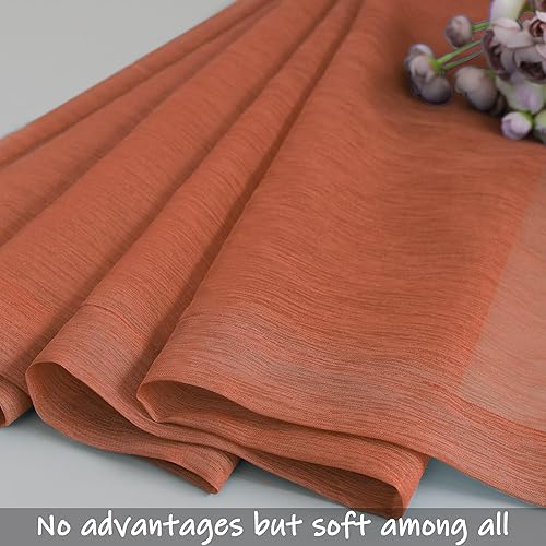 Miniatura 4 de Cortinas de terracota de 72 pulgadas de largo para sala de estar, juego de 2 paneles de cortinas transparentes con bolsillo para cortinero, cortinas