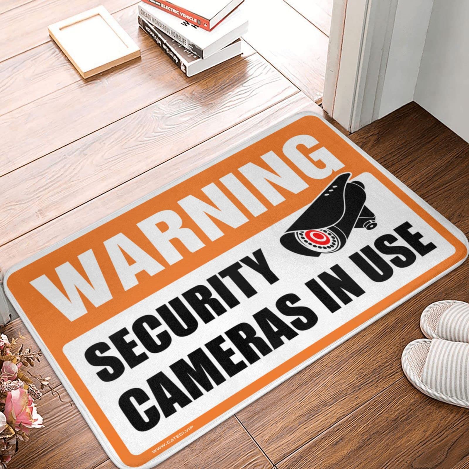 Room Accessories For Teen Boys Warning Security Cameras I Uses Mat Garden Gifts Funny Outdoor Decor(50X80CM)