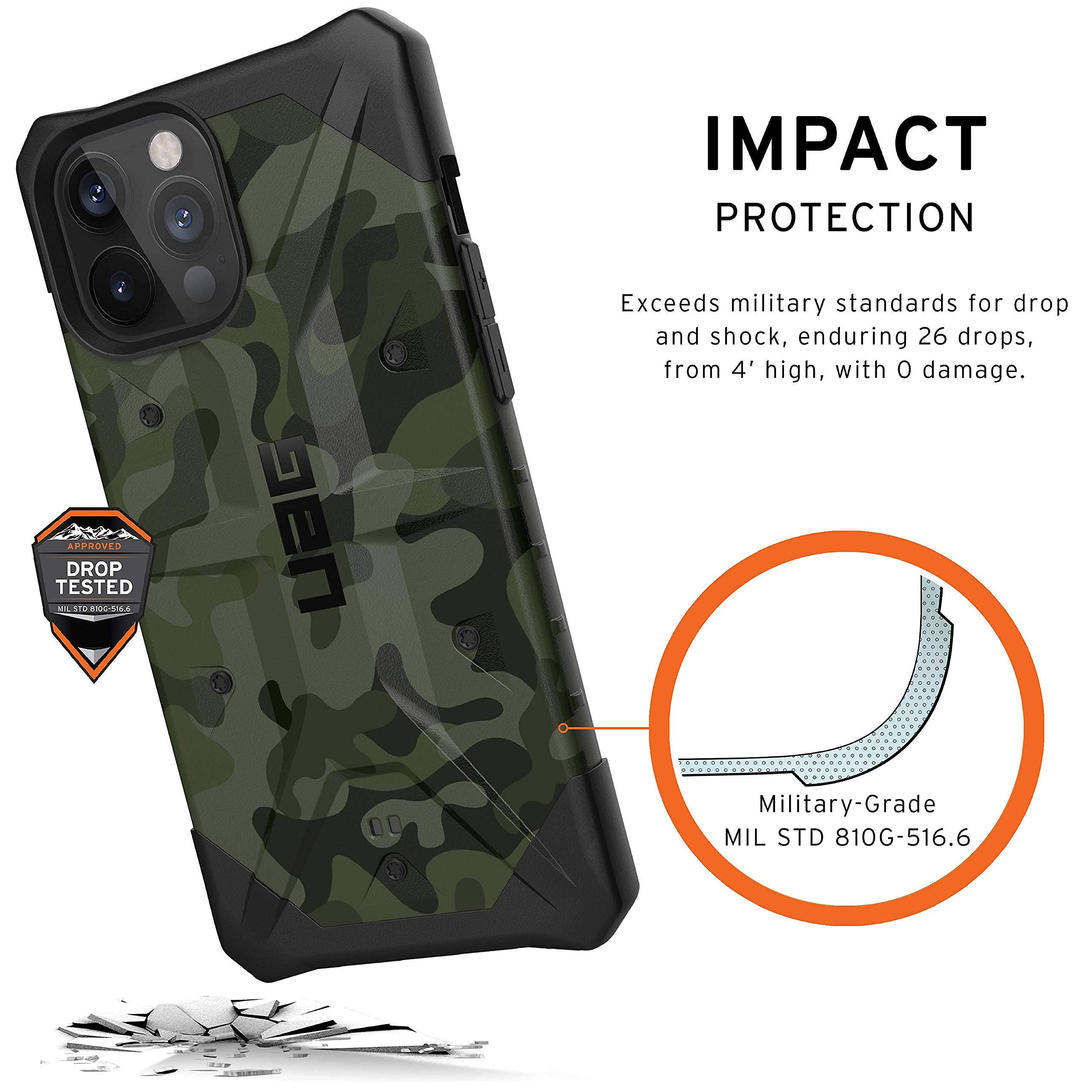 Urban Armor Gear Pathfinder Cubierta Apple iPhone 12 Pro MAX (6,7" Pulgadas) Funda Protectora (Compatible con Carga inalámbrica, Resistente los choques, Parachoques Ultra Delgado) Forest Camo