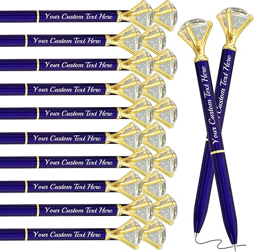 Miniatura 20 de Bolígrafos de diamantes con cristal personalizado dorado personalizado con nombre grabado a granel bolígrafos de metal personalizados bolígrafos