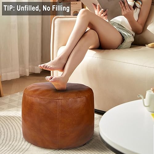 Miniatura 2 de Thgonwid Funda para puf de piel sintética sin relleno solución de almacenamiento otomano hecha a mano cojín para reposapiés de suelo 165 x 125