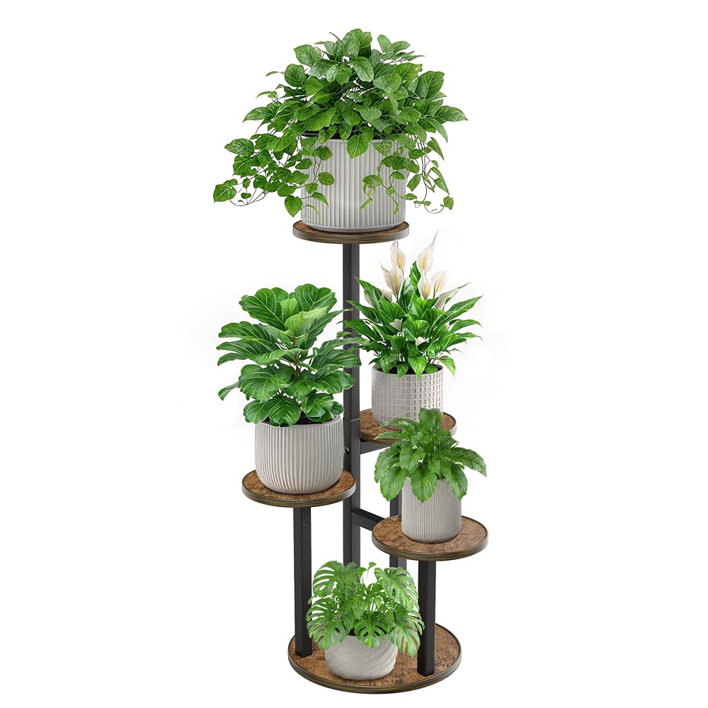 HETTHI 5-Tier Metal Tiered Corner Indoor Plant Stand