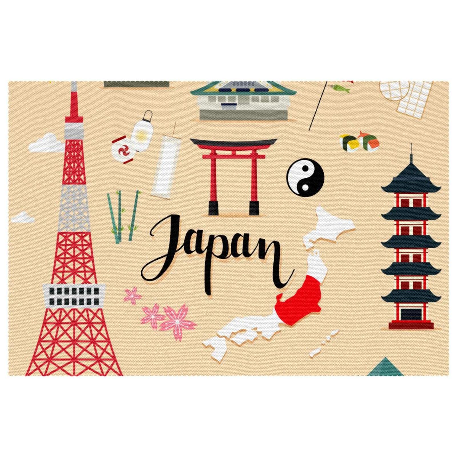 Sets de table Japon lot de 6 tapis de voyage de 30x45 cm antidérapants