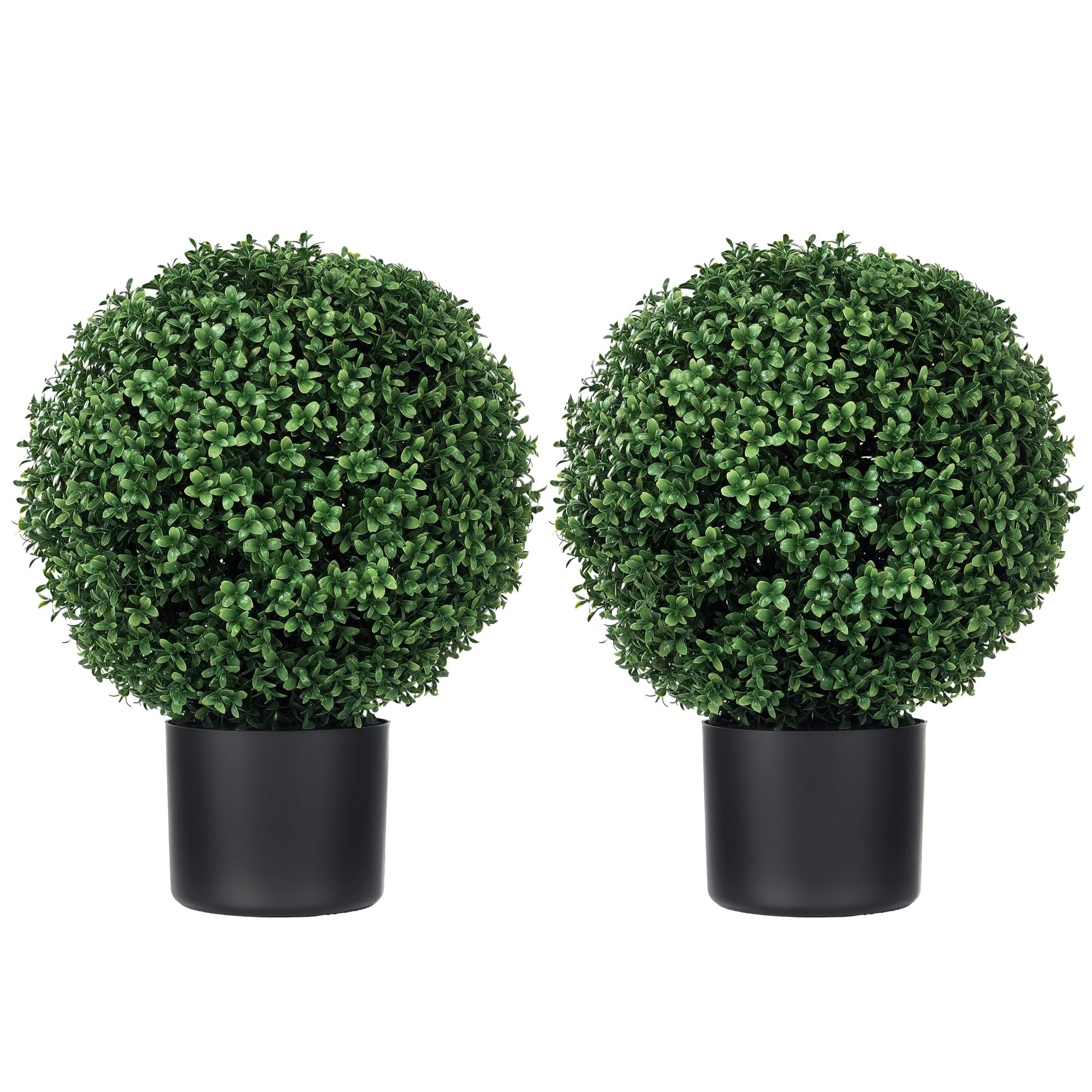 HOMCOM 2er Set Künstliche Buchsbaum 52cm Kunstpflanze mit UV Schutz | Runde Fake Plant Buchsbaum im Topf, Künstliche Pflanzen wie Echt, für Wohnzimmer Schlafzimmer Büro Deko